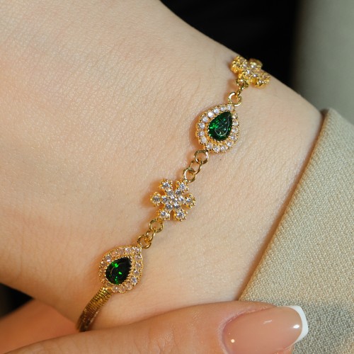 YEŞİL TAŞLI KAR TANESİ BİLEKLİK 22 AYAR A079630 YEŞİL TAŞLI KAR TANESİ BİLEKLİK 22 AYAR A079630