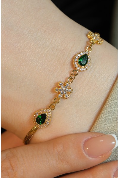 YEŞİL TAŞLI KAR TANESİ BİLEKLİK 22 AYAR A079630 YEŞİL TAŞLI KAR TANESİ BİLEKLİK 22 AYAR A079630