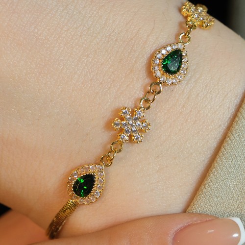 YEŞİL TAŞLI KAR TANESİ BİLEKLİK 22 AYAR A079630 YEŞİL TAŞLI KAR TANESİ BİLEKLİK 22 AYAR A079630