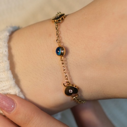 KALPLİ NAZAR BONCUKLU BİLEKLİK 22 AYAR A079755 KALPLİ NAZAR BONCUKLU BİLEKLİK 22 AYAR A079755