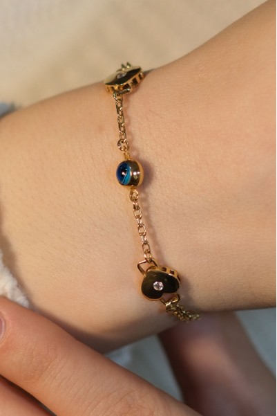 KALPLİ NAZAR BONCUKLU BİLEKLİK 22 AYAR A079755