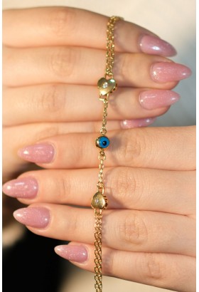 KALPLİ NAZAR BONCUKLU BİLEKLİK 22 AYAR A079755