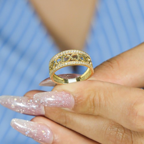 KALPLİ YARIM TUR YÜZÜK 14 AYAR A080532 KALPLİ YARIM TUR YÜZÜK 14 AYAR A080532