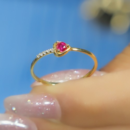 PEMBE TAŞLI KALP YÜZÜK 14 AYAR A080542 PEMBE TAŞLI KALP YÜZÜK 14 AYAR A080542