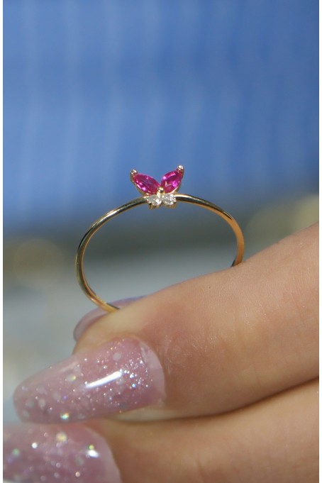 PEMBE TAŞLI KELEBEK YÜZÜK 14 AYAR A080543 PEMBE TAŞLI KELEBEK YÜZÜK 14 AYAR A080543