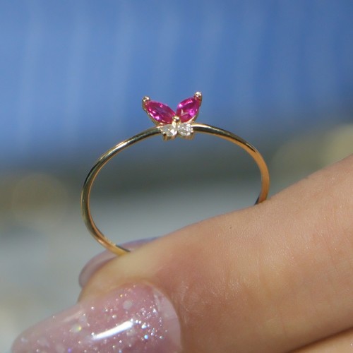 PEMBE TAŞLI KELEBEK YÜZÜK 14 AYAR A080543 PEMBE TAŞLI KELEBEK YÜZÜK 14 AYAR A080543