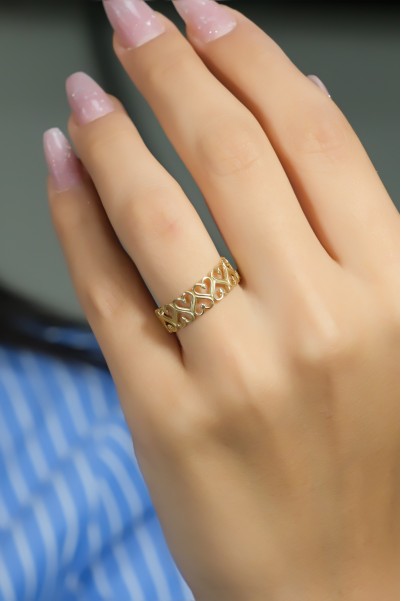 KALPLİ YARIM TUR YÜZÜK 14 AYAR A080544 KALPLİ YARIM TUR YÜZÜK 14 AYAR A080544