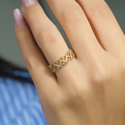 KALPLİ YARIM TUR YÜZÜK 14 AYAR A080544 KALPLİ YARIM TUR YÜZÜK 14 AYAR A080544