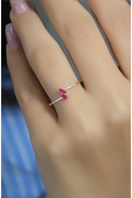 PEMBE TAŞLI YÜZÜK 14 AYAR A080547 PEMBE TAŞLI YÜZÜK 14 AYAR A080547