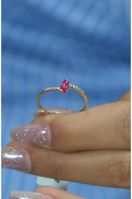 PEMBE TAŞLI YÜZÜK 14 AYAR A080547 PEMBE TAŞLI YÜZÜK 14 AYAR A080547