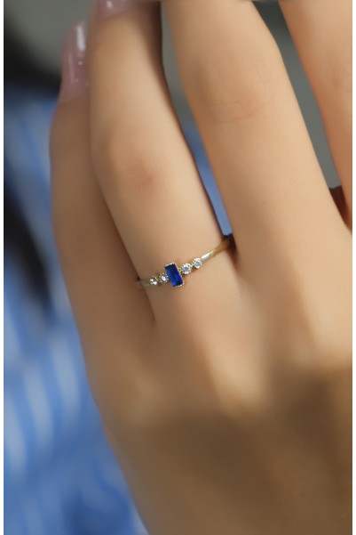 MAVİ TAŞLI YÜZÜK 14 AYAR A080550