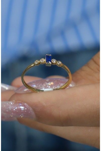 MAVİ TAŞLI YÜZÜK 14 AYAR A080550