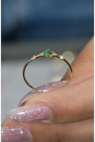 YEŞİL TAŞLI YÜZÜK 14 AYAR A080553