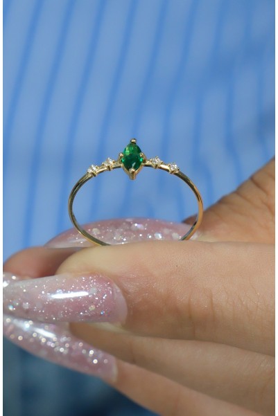 YEŞİL TAŞLI YÜZÜK 14 AYAR A080555