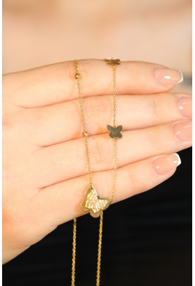 DORİKALI KELEBEK KOLYE 22 AYAR A080786 DORİKALI KELEBEK KOLYE 22 AYAR A080786