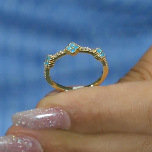 MAVİ TAŞLI YONCA YÜZÜK 14 AYAR A080893 MAVİ TAŞLI YONCA YÜZÜK 14 AYAR A080893