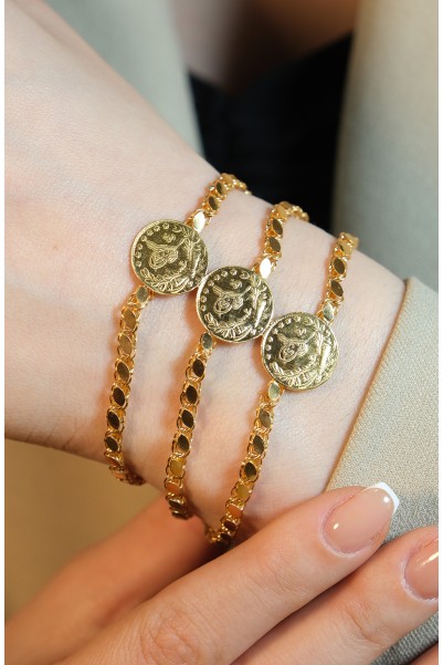 ÜÇLÜ REŞATLI PULLU ZİNCİR BİLEKLİK 22 AYAR A081166 ÜÇLÜ REŞATLI PULLU ZİNCİR BİLEKLİK 22 AYAR A081166