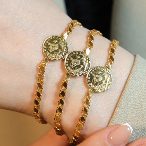 ÜÇLÜ REŞATLI PULLU ZİNCİR BİLEKLİK 22 AYAR A081166 ÜÇLÜ REŞATLI PULLU ZİNCİR BİLEKLİK 22 AYAR A081166