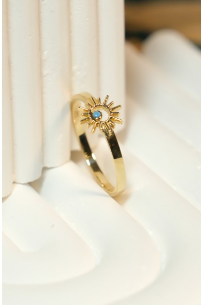 MAVİ TAŞLI GÜNEŞ MODEL YÜZÜK 14 AYAR A082291