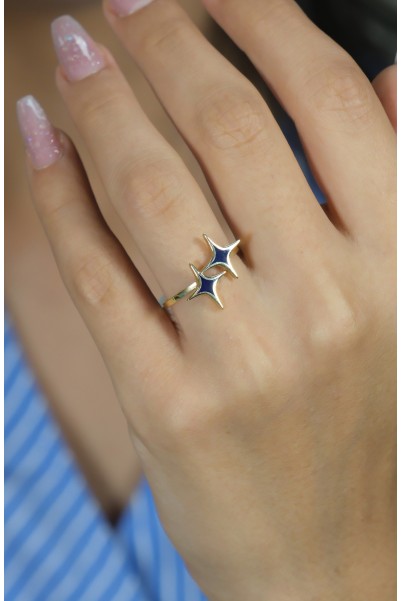 MAVİ MİNELİ YÜZÜK 14 AYAR AT00761