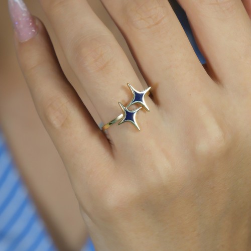 MAVİ MİNELİ YÜZÜK 14 AYAR AT00761