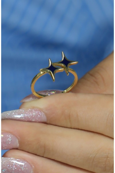 MAVİ MİNELİ YÜZÜK 14 AYAR AT00761