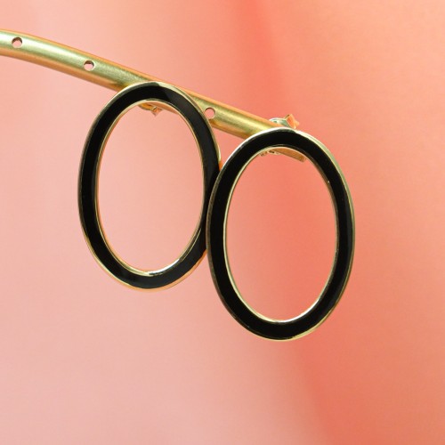 SİYAH MİNELİ HALKA KÜPE 14 AYAR AT01403 SİYAH MİNELİ HALKA KÜPE 14 AYAR AT01403