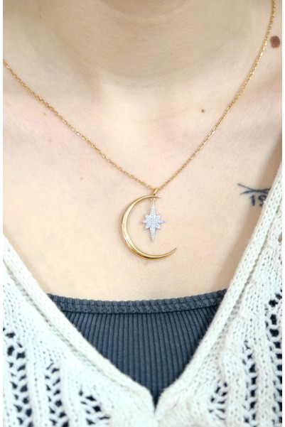 HİLAL & KUTUP YILDIZI KOLYE 14 AYAR AT01781 HİLAL & KUTUP YILDIZI KOLYE 14 AYAR AT01781