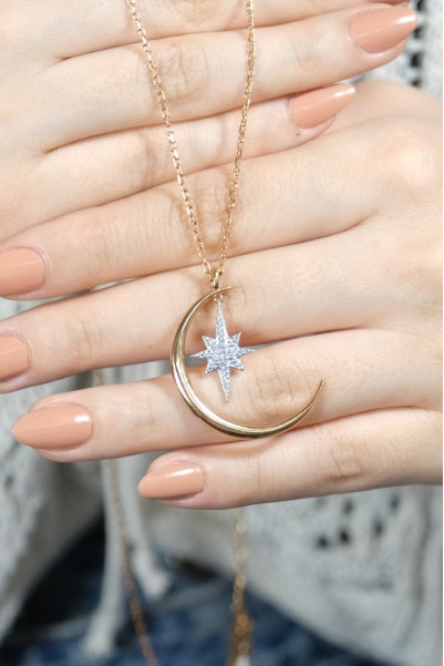 HİLAL & KUTUP YILDIZI KOLYE 14 AYAR AT01781 HİLAL & KUTUP YILDIZI KOLYE 14 AYAR AT01781