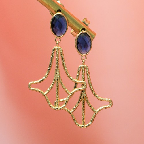 MOR TAŞLI SALLANTILI KÜPE 14 AYAR AT03131 MOR TAŞLI SALLANTILI KÜPE 14 AYAR AT03131