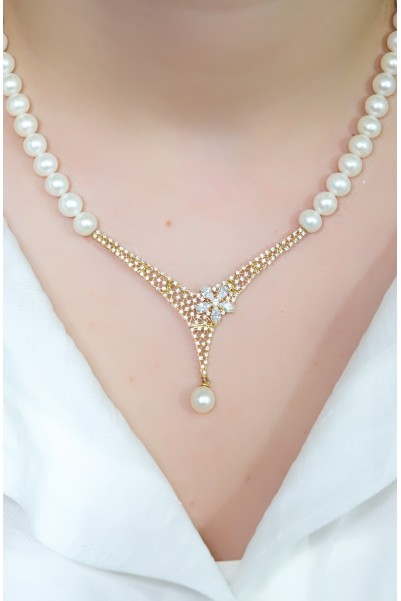 ÇİÇEK İNCİ GERDANLIK 14 AYAR AT03877