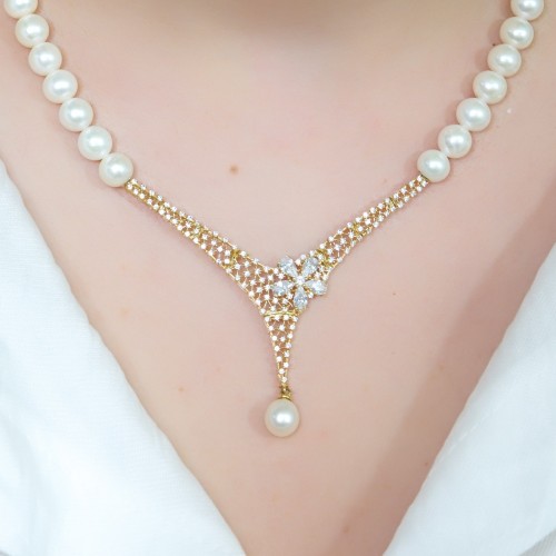 ÇİÇEK İNCİ GERDANLIK 14 AYAR AT03877 ÇİÇEK İNCİ GERDANLIK 14 AYAR AT03877