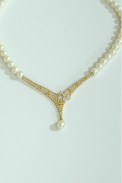 ÇİÇEK İNCİ GERDANLIK 14 AYAR AT03877