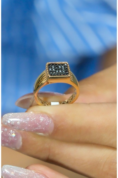 SİYAH TAŞLI YÜZÜK 14 AYAR AT04965