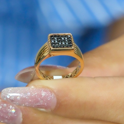 SİYAH TAŞLI YÜZÜK 14 AYAR AT04965