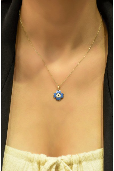 MAVİ YONCA KOLYE 14 AYAR AT02619 MAVİ YONCA KOLYE 14 AYAR AT02619