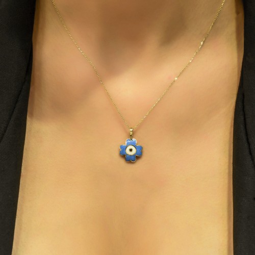 MAVİ YONCA KOLYE 14 AYAR AT02619