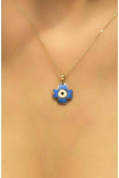 MAVİ YONCA KOLYE 14 AYAR AT02619 MAVİ YONCA KOLYE 14 AYAR AT02619