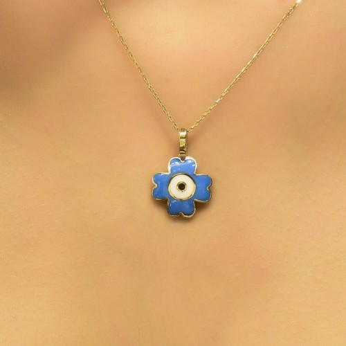 MAVİ YONCA KOLYE 14 AYAR AT02619