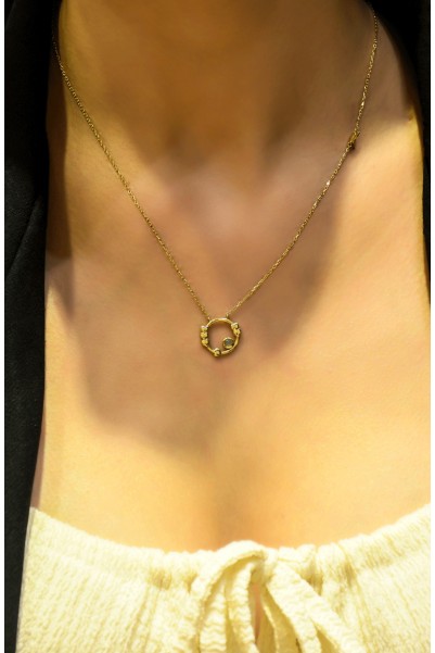 KALPLİ HALKA KOLYE 14 AYAR ATS5858 KALPLİ HALKA KOLYE 14 AYAR ATS5858