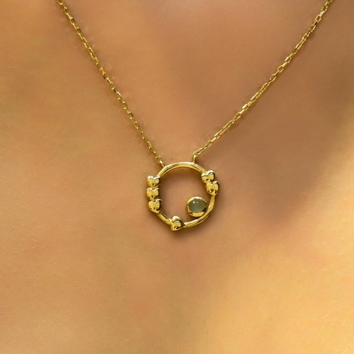 KALPLİ HALKA KOLYE 14 AYAR ATS5858