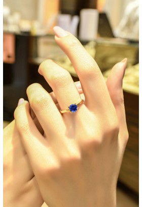 MAVİ TOPAZ TAŞLI YÜZÜK 14 AYAR ATS5934