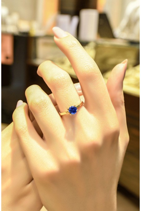 MAVİ TOPAZ TAŞLI YÜZÜK 14 AYAR ATS5934