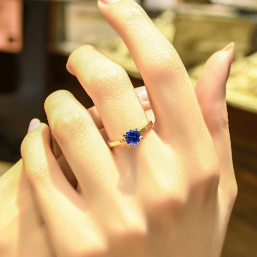 MAVİ TOPAZ TAŞLI YÜZÜK 14 AYAR ATS5934