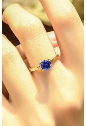 MAVİ TOPAZ TAŞLI YÜZÜK 14 AYAR ATS5934