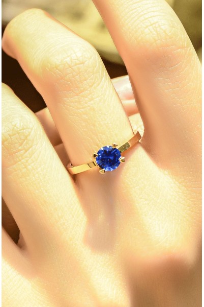 MAVİ TOPAZ TAŞLI YÜZÜK 14 AYAR ATS5934