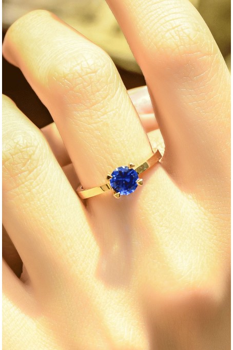 MAVİ TOPAZ TAŞLI YÜZÜK 14 AYAR ATS5934