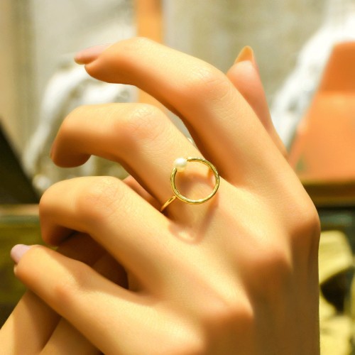 İNCİLİ HALKA YÜZÜK 14 AYAR ATS8023