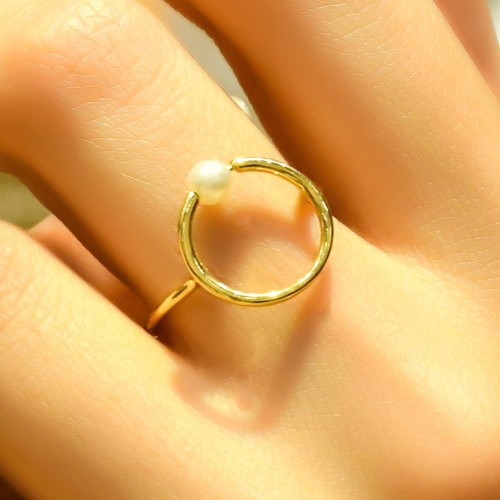 İNCİLİ HALKA YÜZÜK 14 AYAR ATS8023