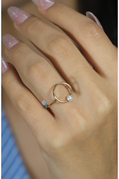 İNCİ BONCUKLU TASARIM YÜZÜK 14 AYAR ATS8021 İNCİ BONCUKLU TASARIM YÜZÜK 14 AYAR ATS8021